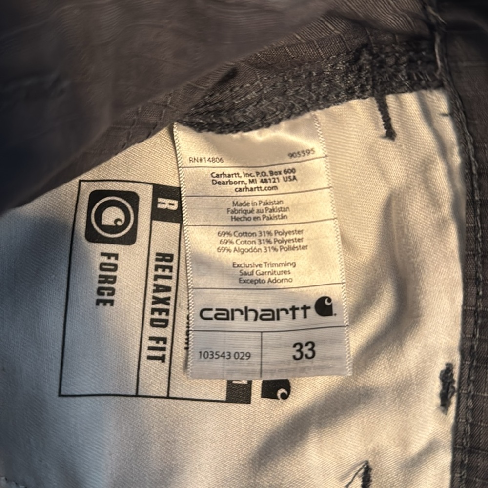 Carhartt Force Relaxed Fit Ripstop Shorts Gray 33 - Picture 8 of 8